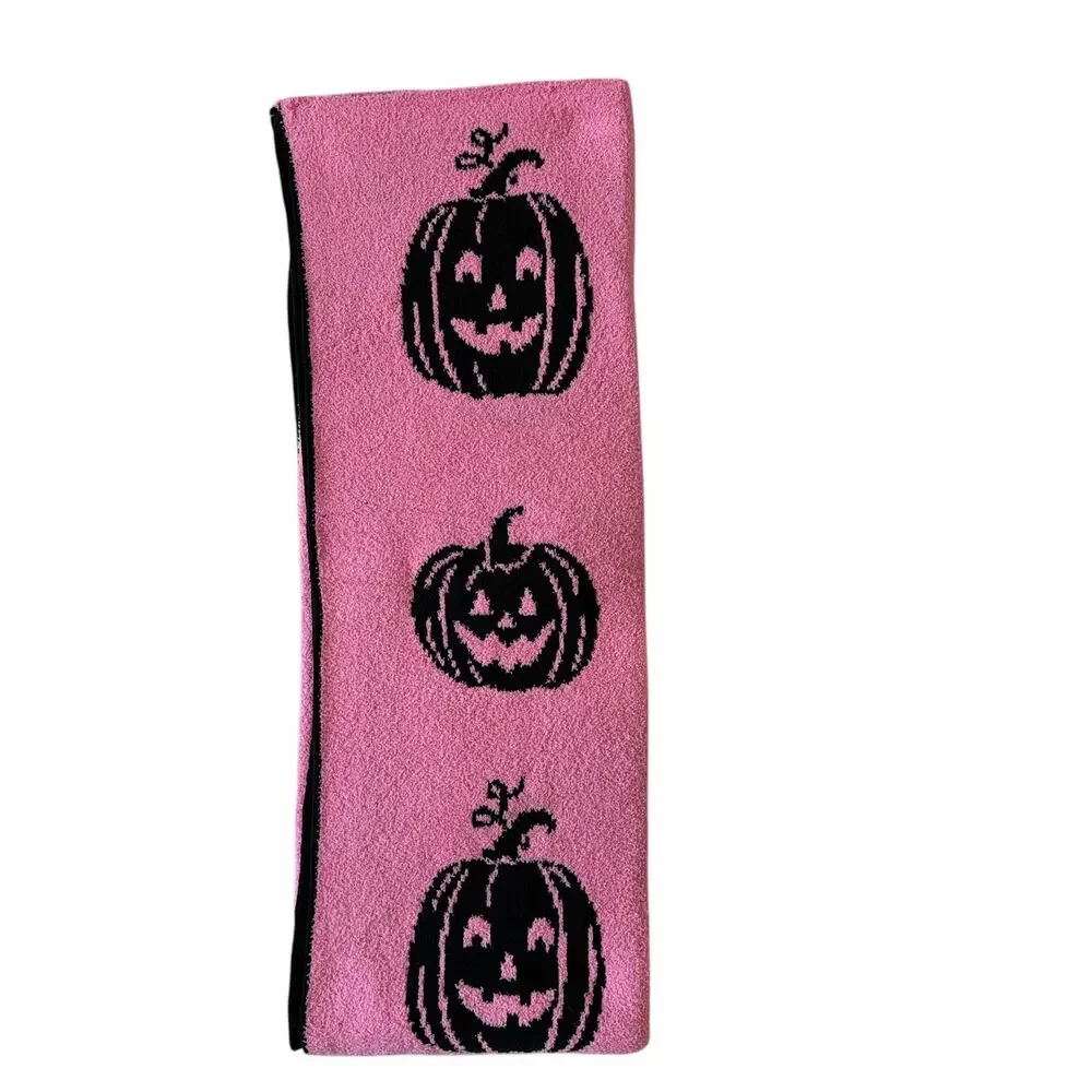Novogratz Halloween Pumpkin Throw Blanket 50x70 Reversible Hot Pink & Black NEW